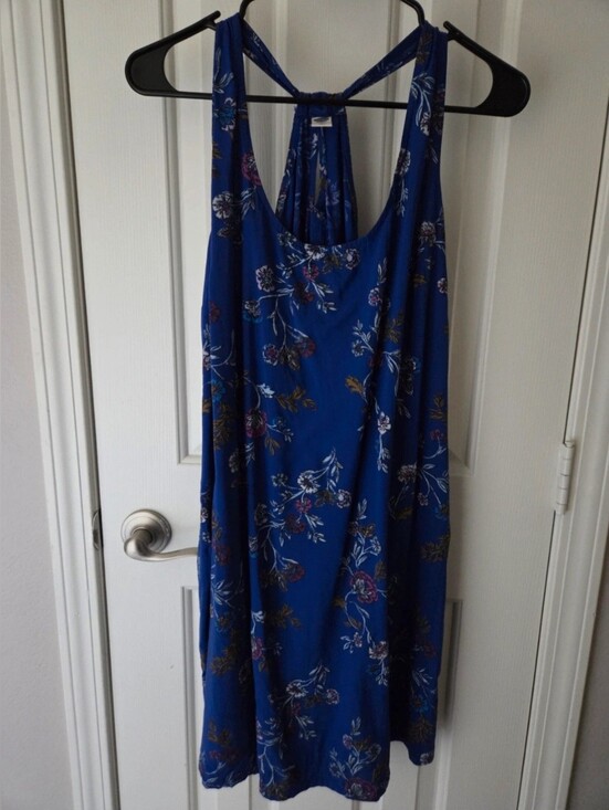 Old Navy Dresses & Skirts - Old Navy Royal Blue Floral Tie-Back Mini Dress